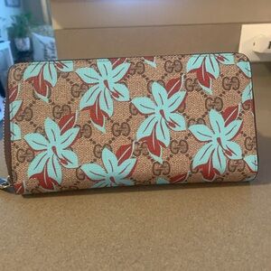 NEW Floral Print Women's Wallet - Brown and Blue